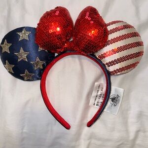 Disney Parks Star USA America Flag Minnie Ear Headband Land That I Love